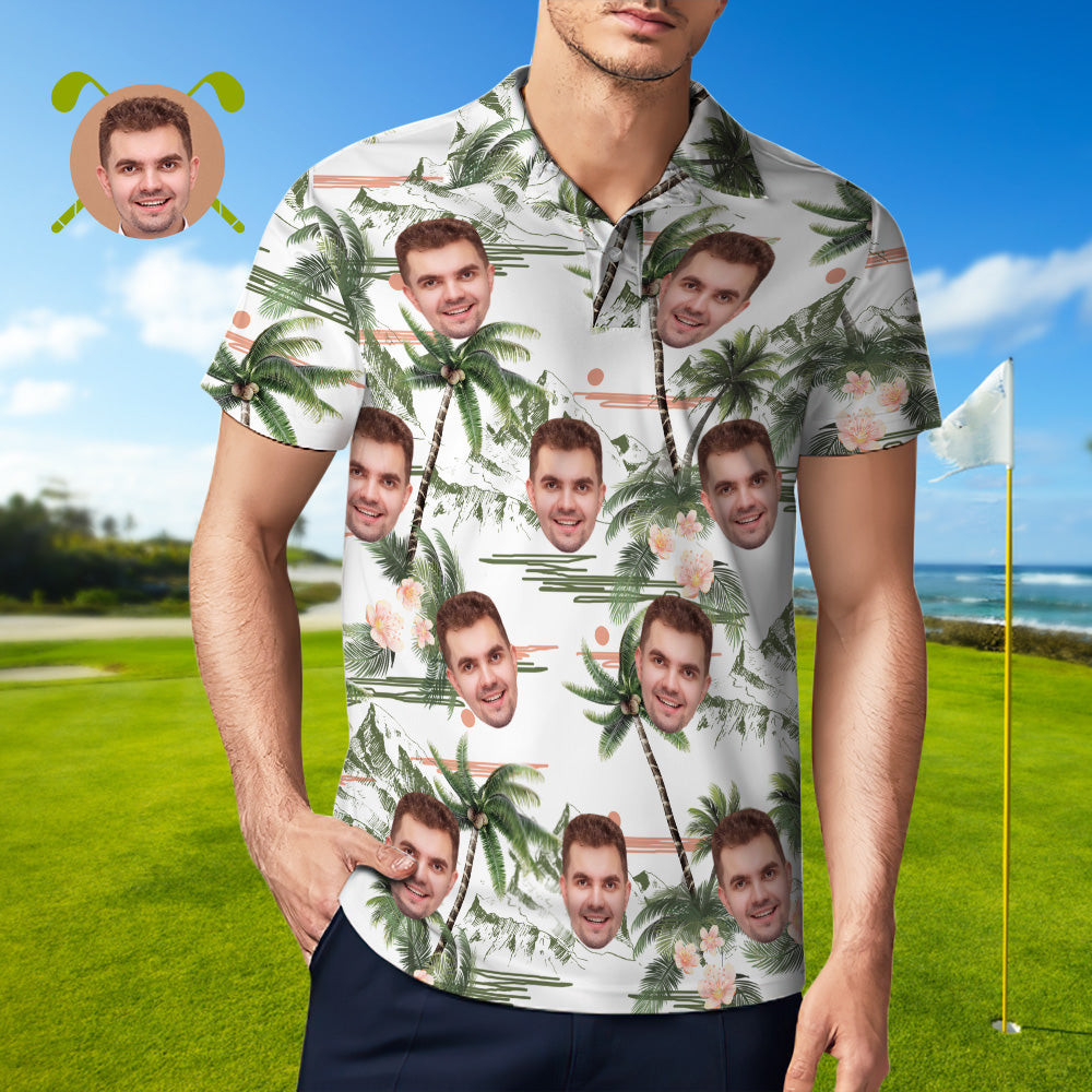 Custom Polo Shirt Hawaiian Golf Polo Shirts All Over Print Coconut Tree