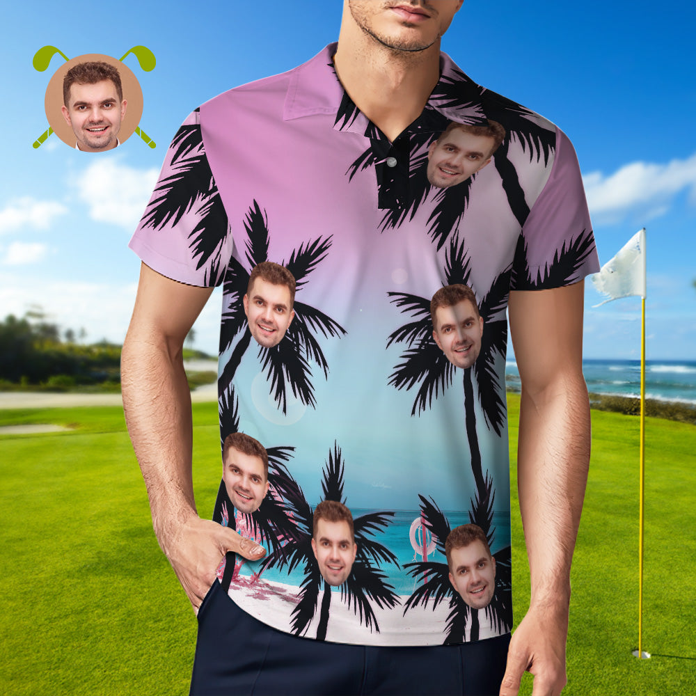 Custom Polo Shirt Hawaiian Golf Polo Shirts Beach Style Coconut Trees - MyHawaiianShirtsAU