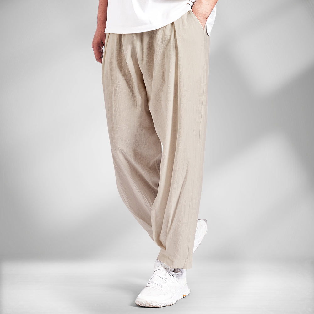 Men's Cotton Linen Harem Pants Lightweight Loose Beach Yoga Pants