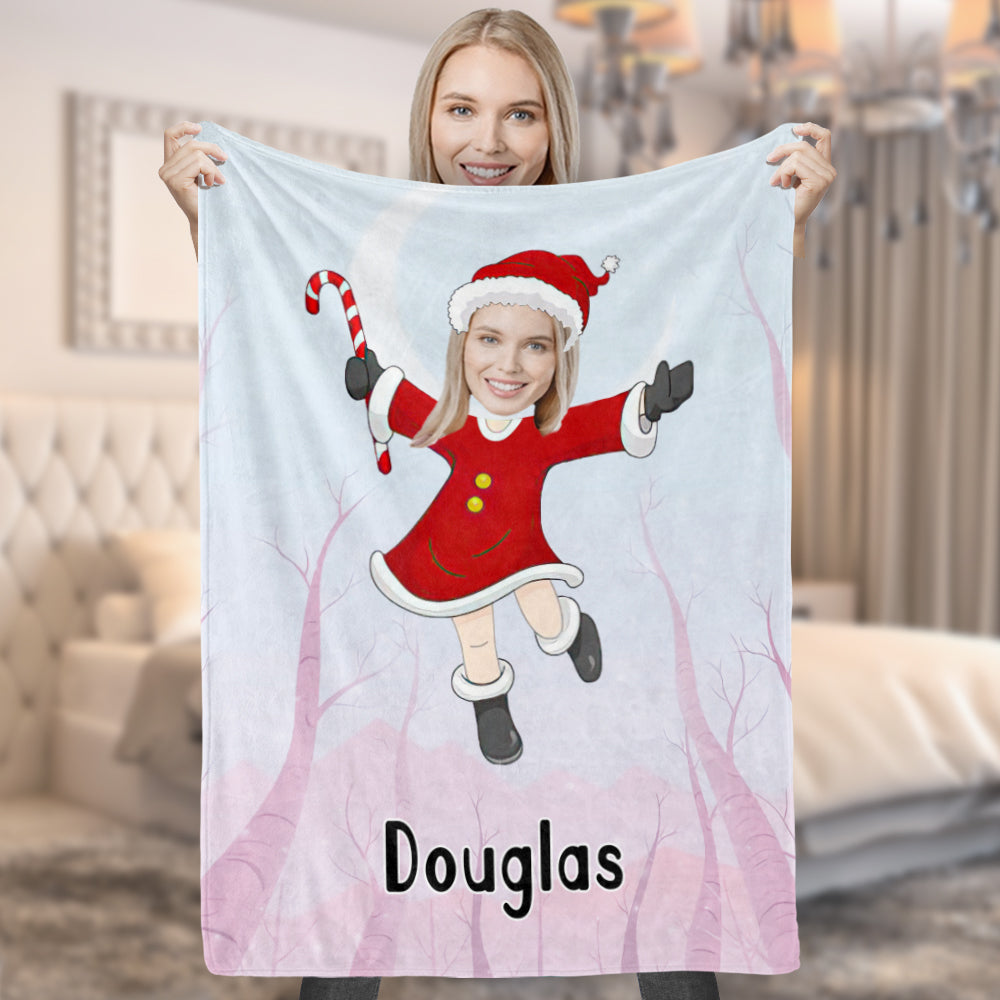 Custom Face Photo Blanket Personalised Photo and Text Blanket Minime Magical Santa Blanket A Unique Cool Gift