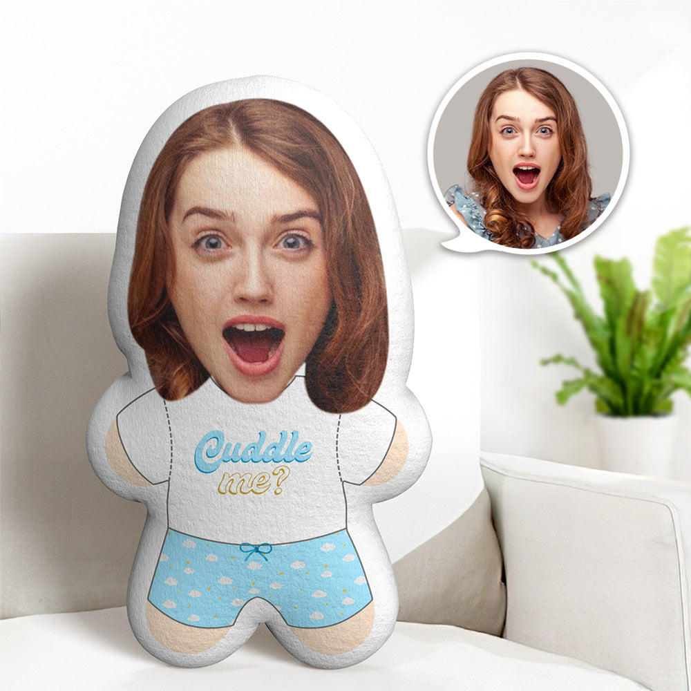 Custom Face Minime Teddy Pillow Cuddle Me Girl Personalized Photo Mini