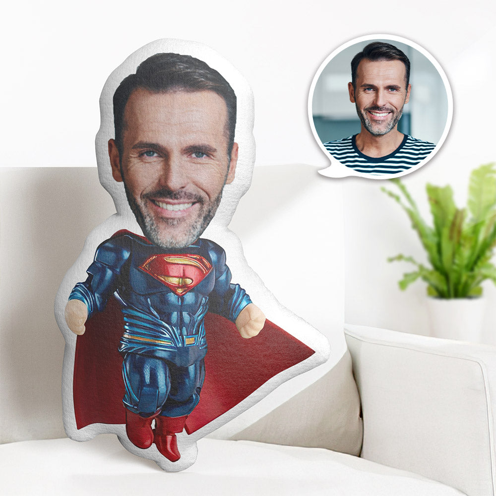 Custom Face Pillow Personalized Photo Pillow Muscle Blue Superman Mini