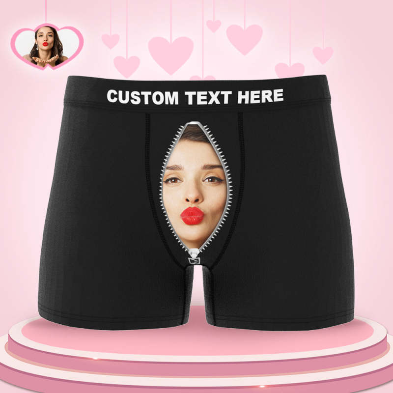 Custom Face Boxer Briefs Personalized Underwear Red Hearts