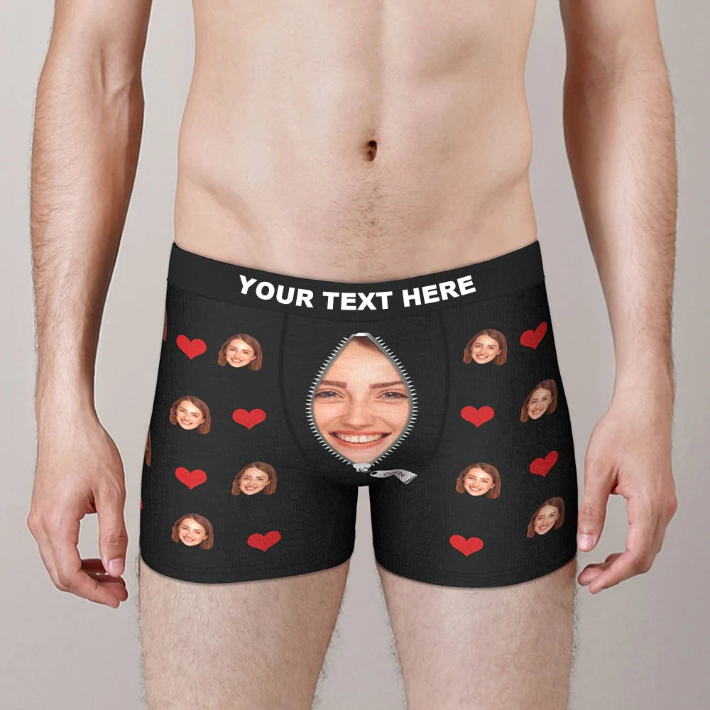 3D Preview Custom Love Heart Girlfriend Face Boxer Brief Gift For Him