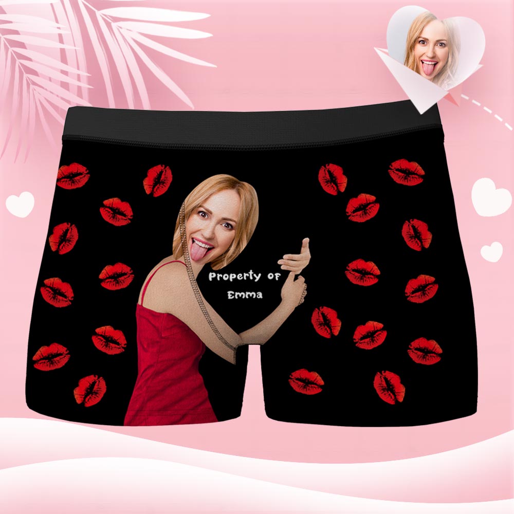Personalised happy valentines day Property Of Your Name Boxers