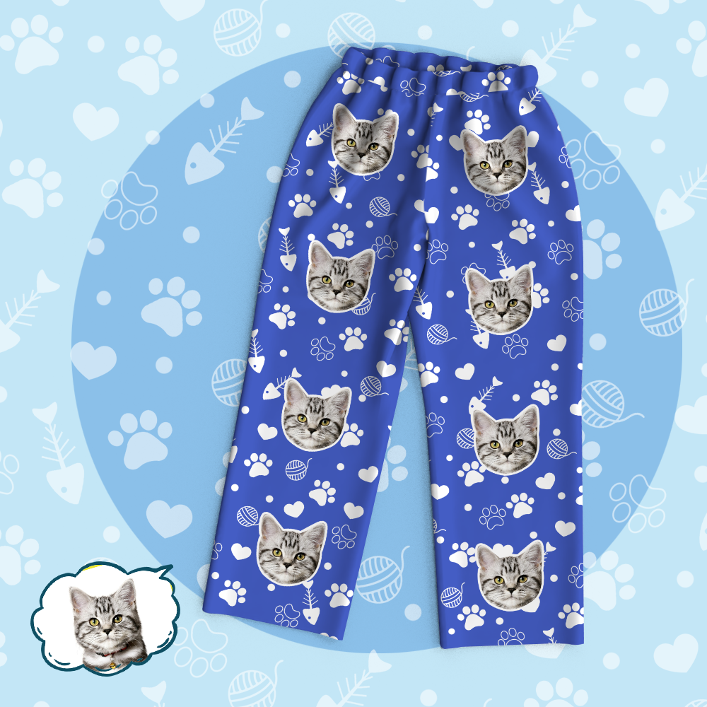 Personalized Pet Photo Pajama Tops/Pants - Lovely Face Cat