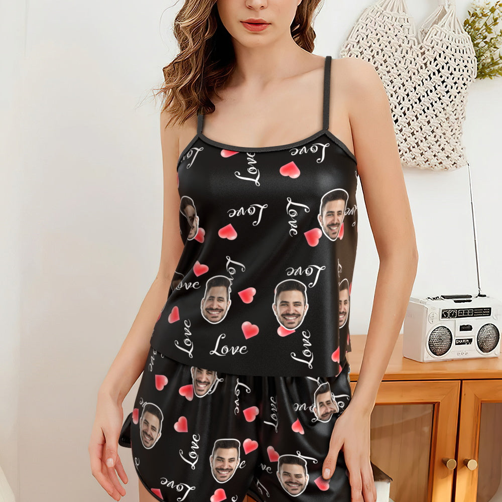 Custom Face Camisole Sleepwear Personalised Lingerie Set Summer Pajamas - Love