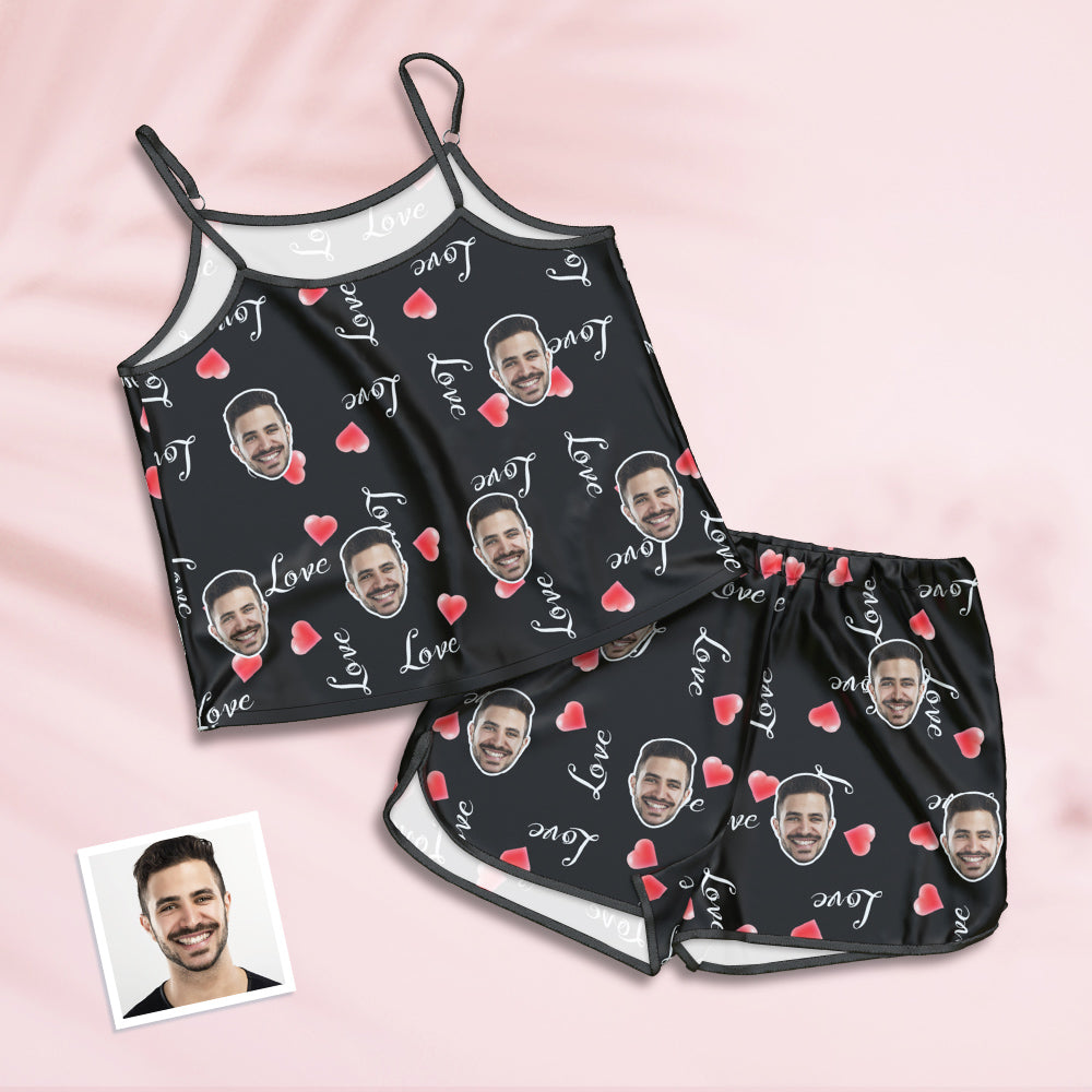 Custom Face Camisole Sleepwear Personalised Lingerie Set Summer Pajamas - Love