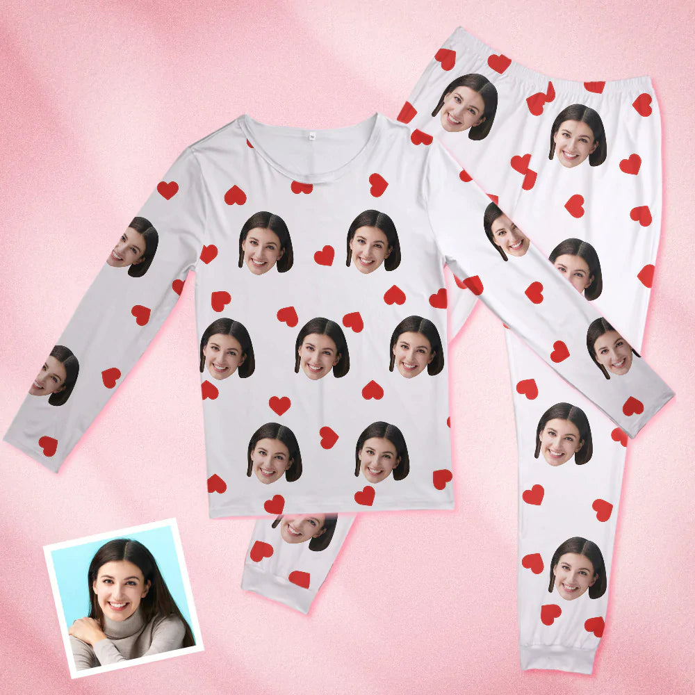Custom Face Pajamas Set For Women & Men - Personalized With Pet Or Family Photo, Long Sleeve Sleepwear