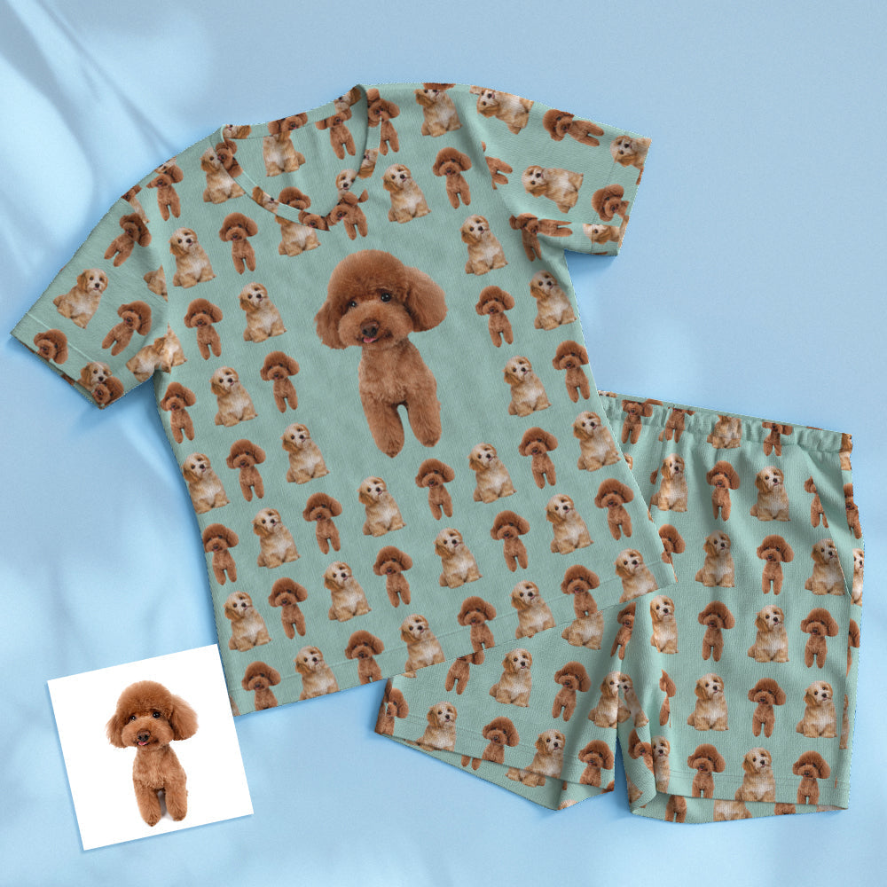 Custom Pet Photo Short Pajama Set Personalised V-neck Dog Cat Lover Pajamas