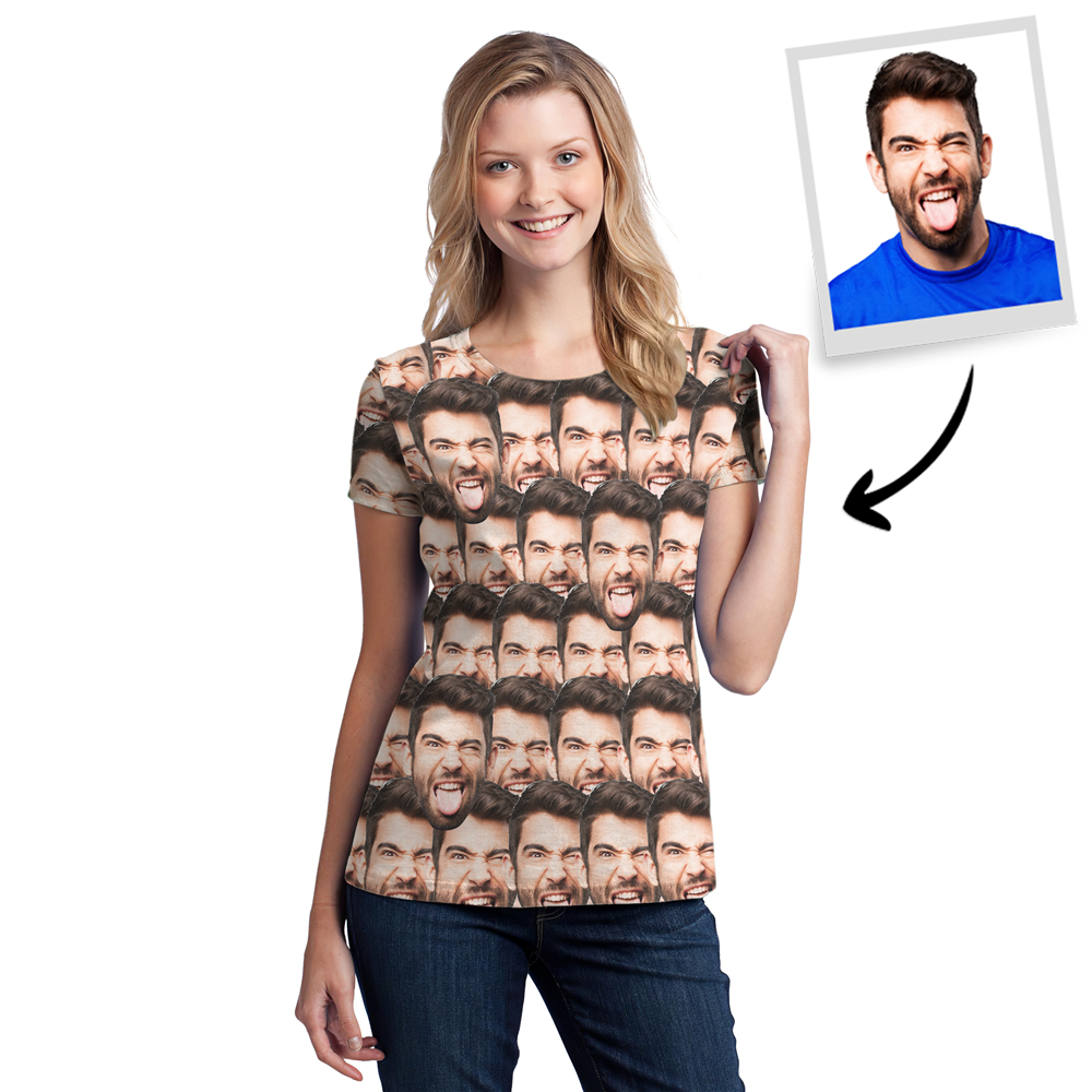 Personalized Mash Face Photo T-shirt Custom Christmas Gift 