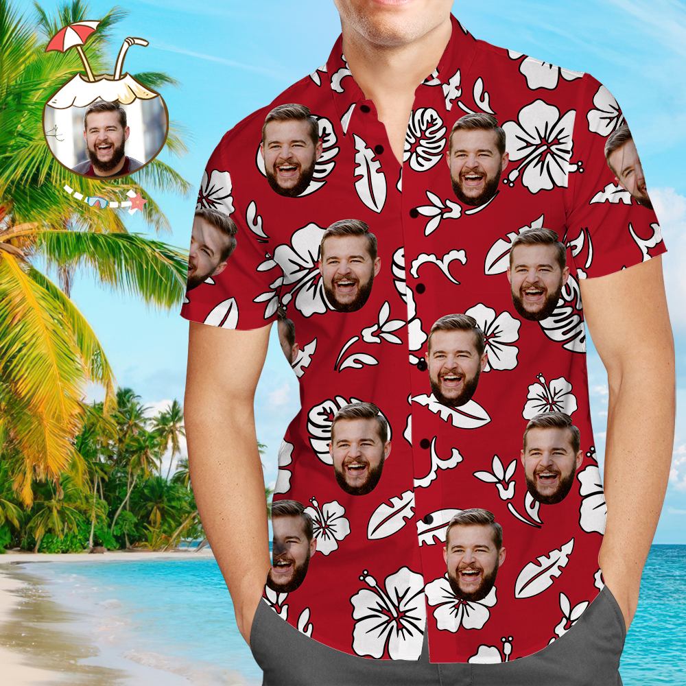 Custom Hawaiian Shirts Red Flowers Online Preview Personalised Aloha Beach Shirt For Men