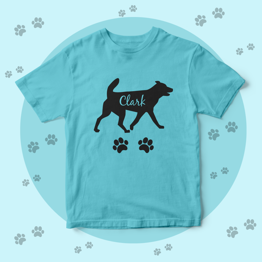 Custom Name Blue Shirt Men's Cotton T-shirt Love You Dog