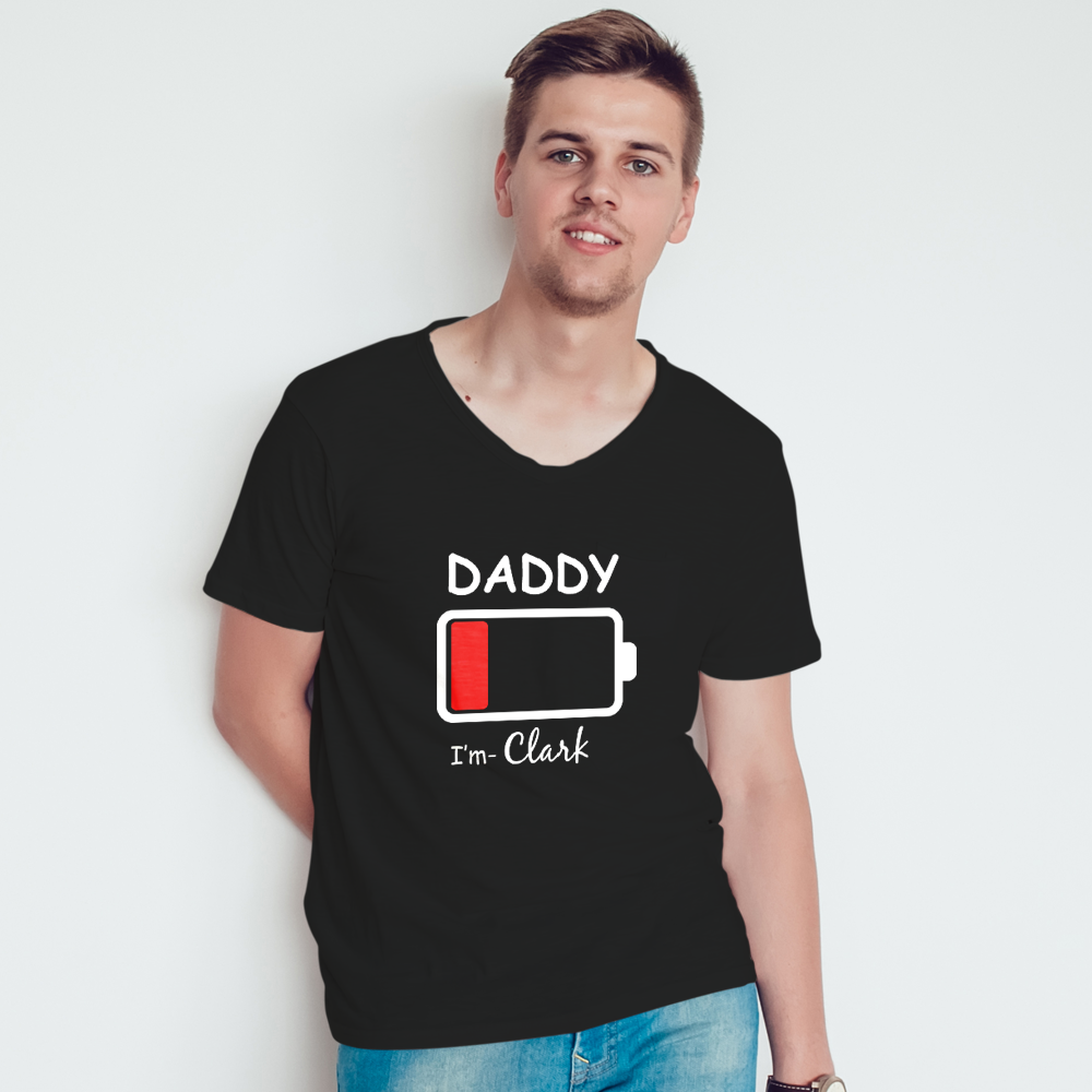 Custom Name Matching Family Shirts Personalised Men's Cotton T-shirt Low Battery