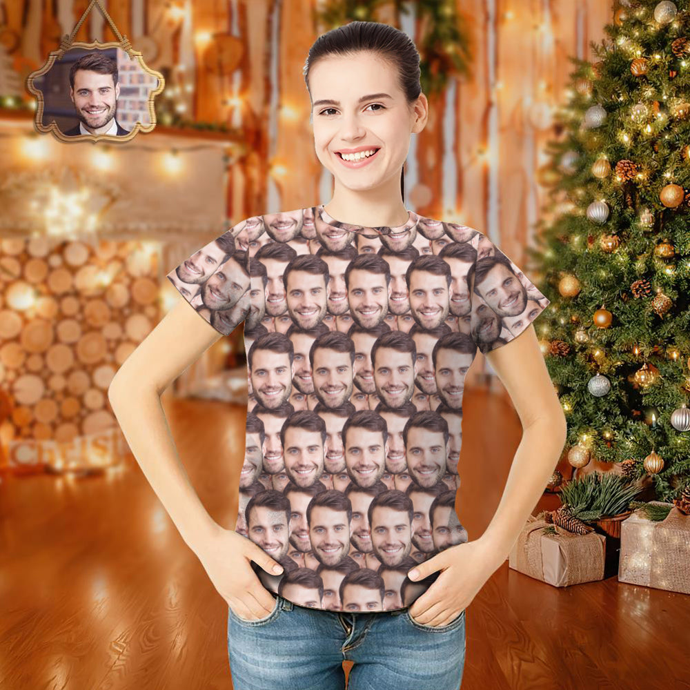 Personalized Mash Face Photo T-shirt Custom Christmas Gift 