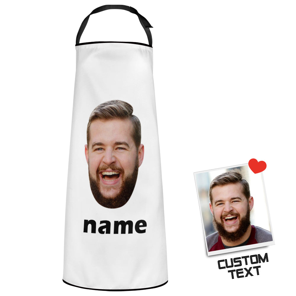 Custom Face And Name Kitchen Apron Personalised Apron For Men Women Chef Cooking Gift