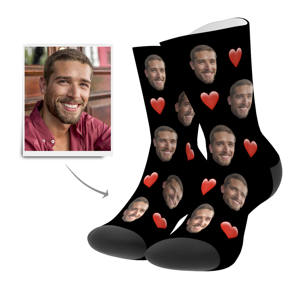 Custom Photo Love Face Socks - Unisex