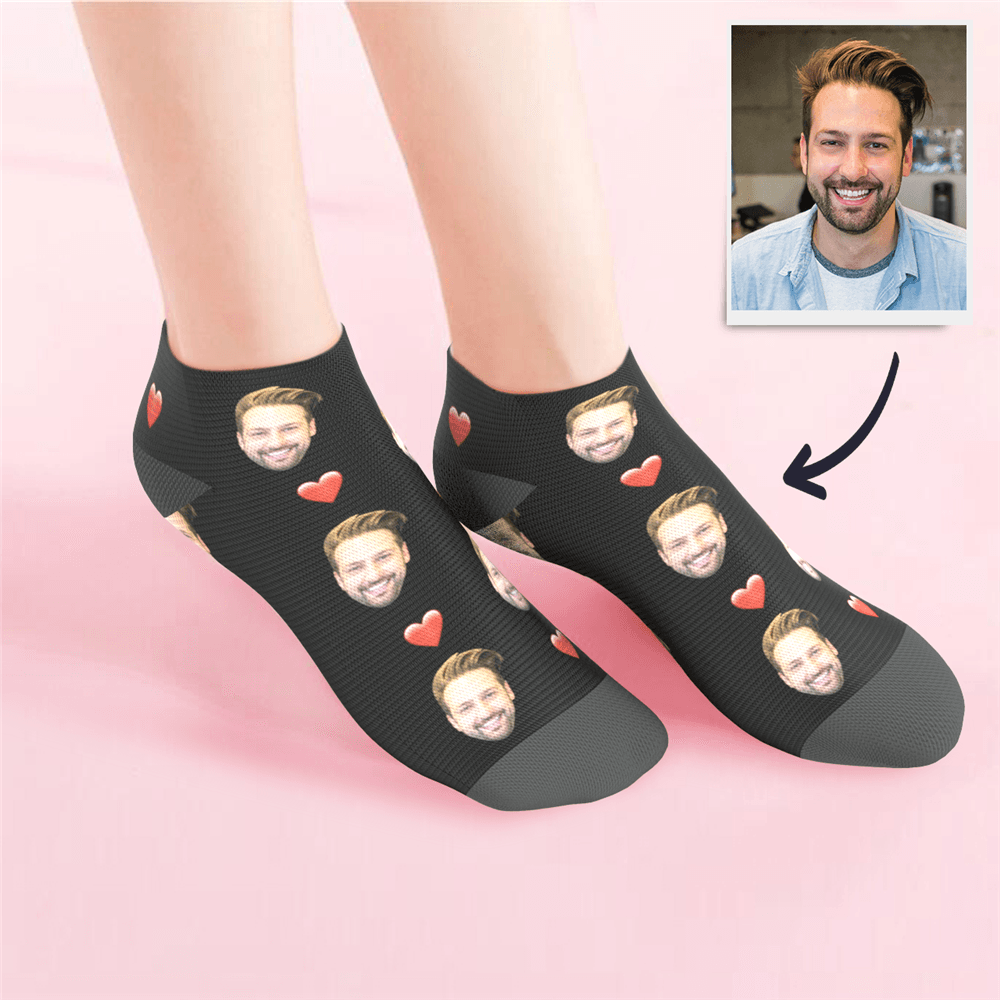 Custom Low Cut Ankle Face Socks Heart Summer Photo Socks
