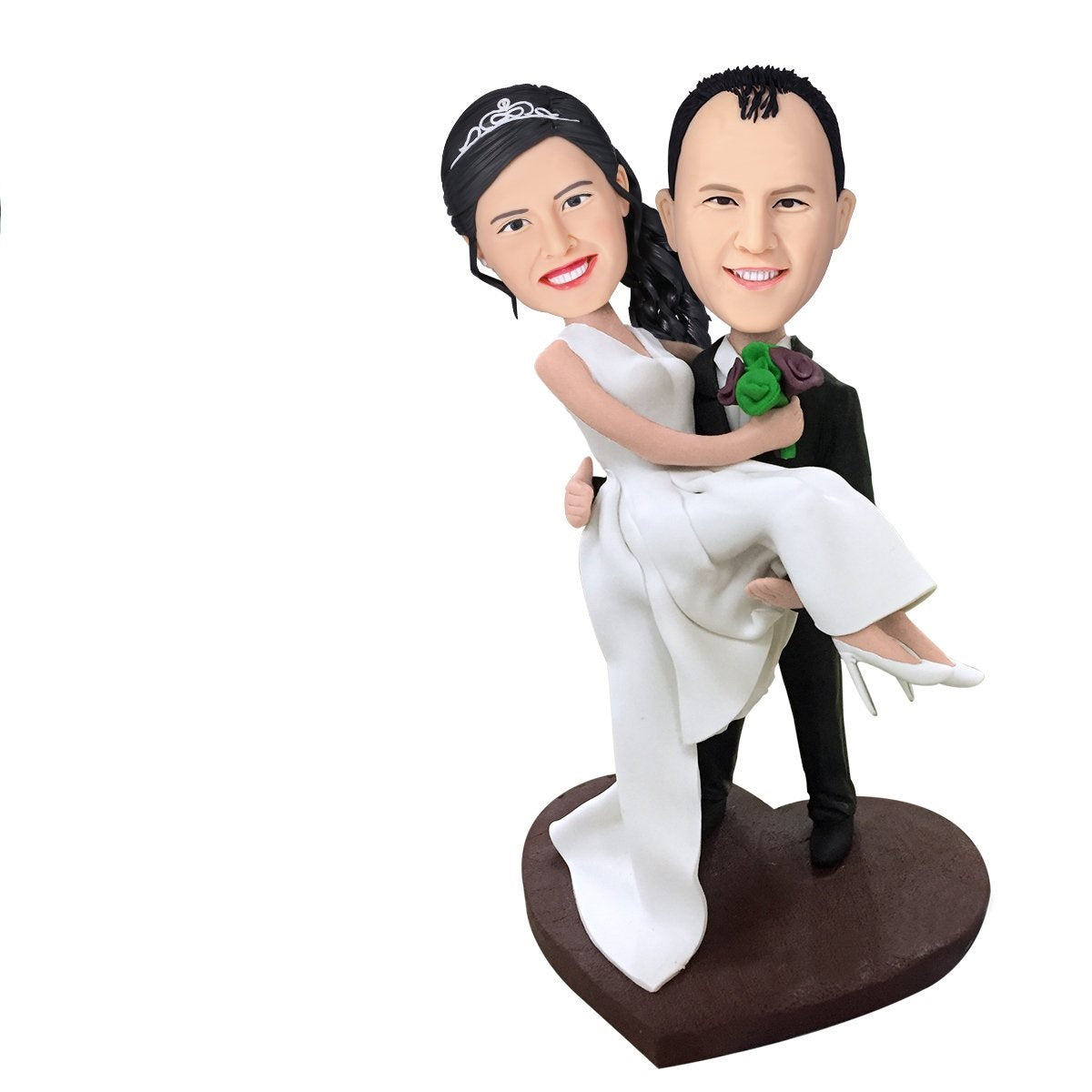 Bridegroom Holds The Bride Custom Bobblehead With Engraved Text