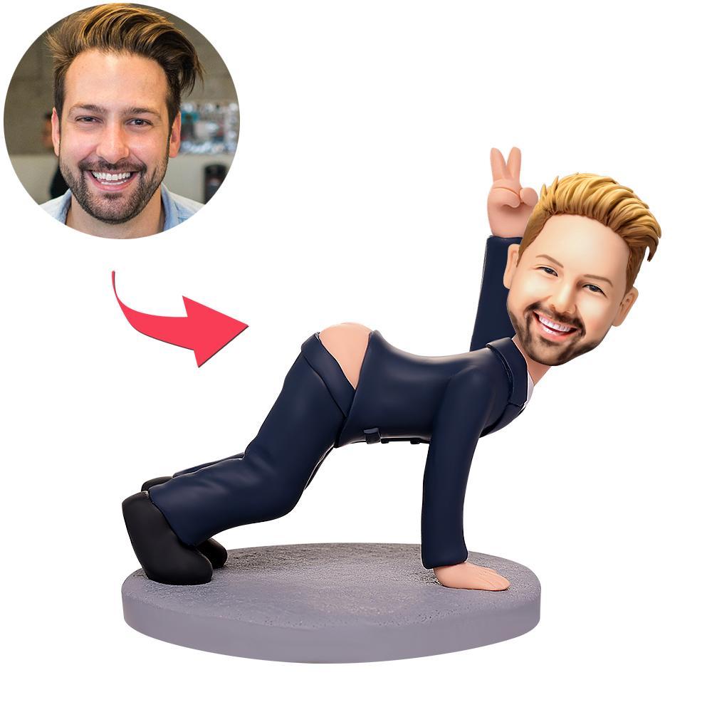 Humorous Man Custom Bobblehead With Engraved Text