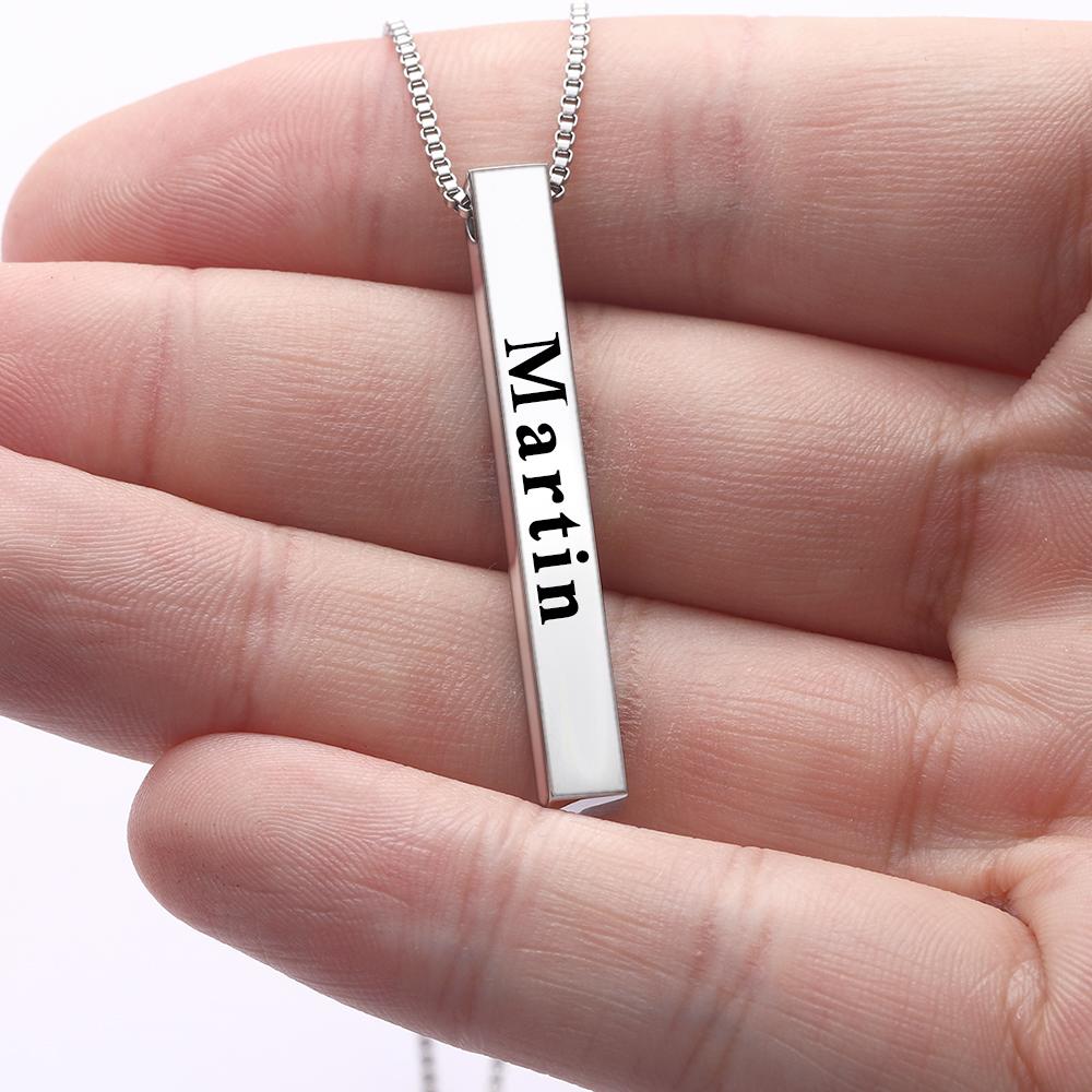Spotify Code Music Necklace Custom Name 3D Engraved Vertical Bar Necklace Stainless Steel