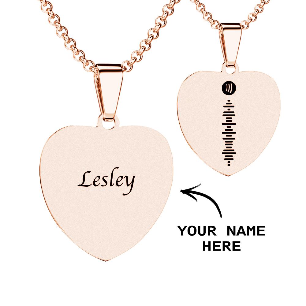 Scannable Spotify Code Necklace Engraved Heart Photo Necklace -Best Gifts for Your Lover