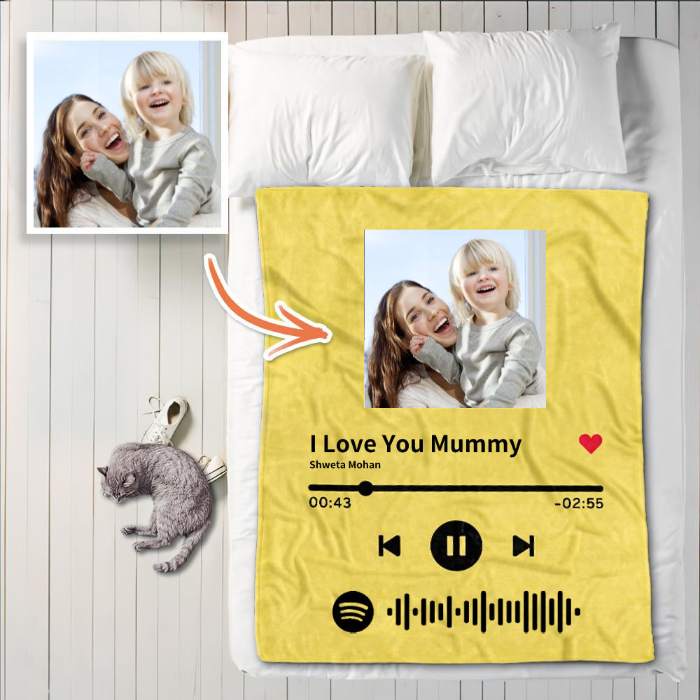 Custom Spotify Code Blanket Personalized Song Player Photo Blankets Mo