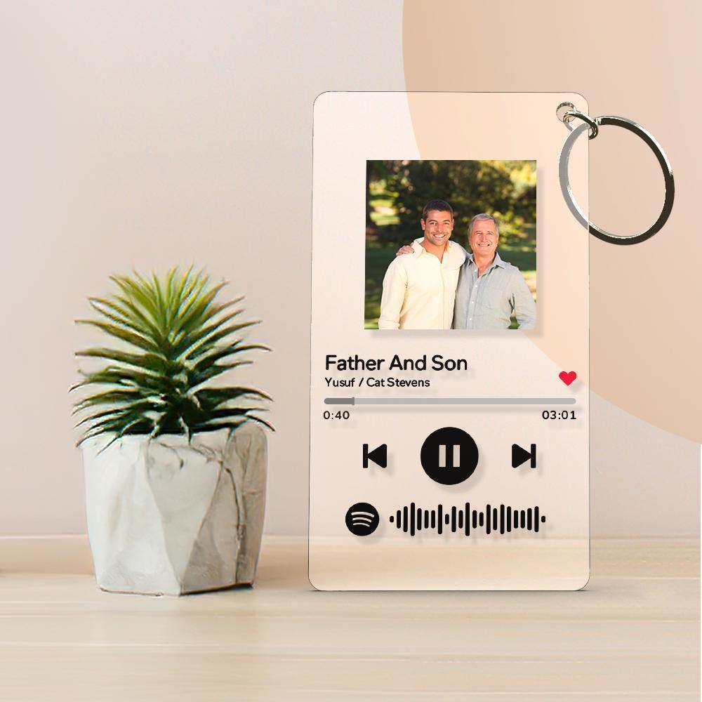 Spotify Glass Custom Scannable Keychain Spotify Code Music Plaque Keyring - 2.1IN X 3.4IN