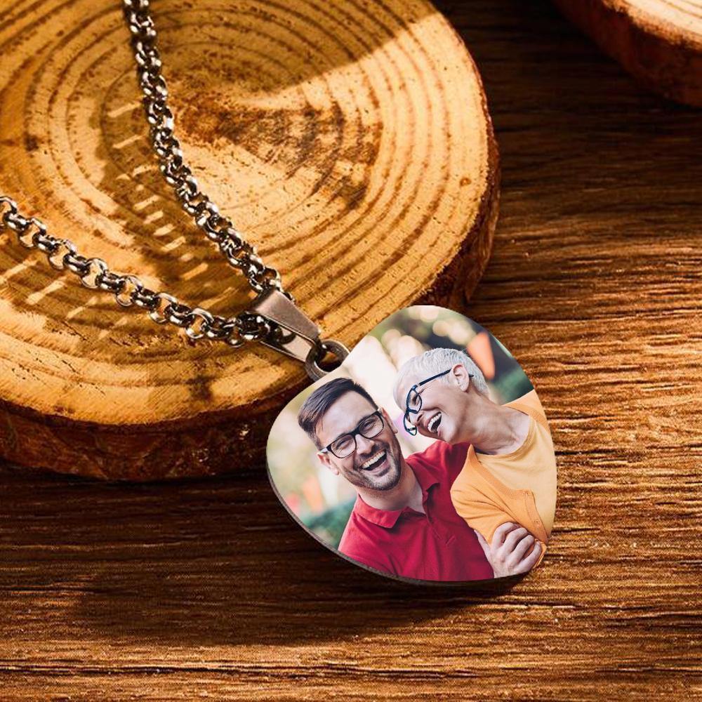 Personalized Music Spotify Scan Code Heart Photo Necklace Stainless Steel Pendant