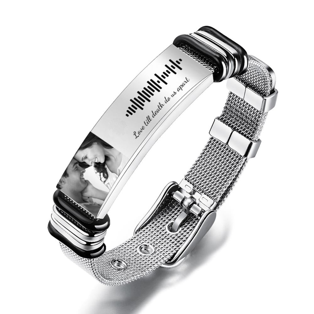 Personalized Music Code Bracelet with Your Photo Perfect Gift for Couple on Valentine's Day