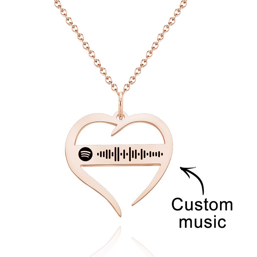 Scannable Spotify Code Necklace Hollowed Heart Shaped Necklace Gifts for Mom
