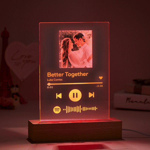 Custom Spotify 7 Color Lamp Scannable Music Plaque Acrylic Song Plaque Romantic Gift For Couples