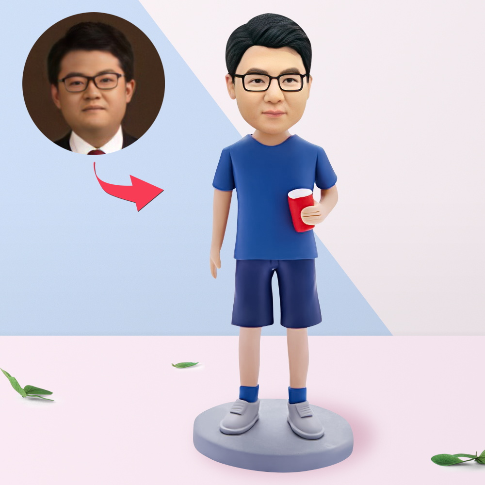 定制的搖頭公仔手持水杯 可添加文字