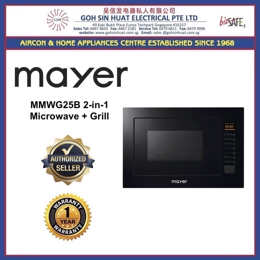 Mayer 38 cm Built-in Microwave Oven with Grill MMWG25B 
