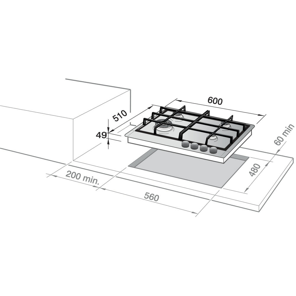 ELBA 60cm Gas Hob ELIO 65-445D1