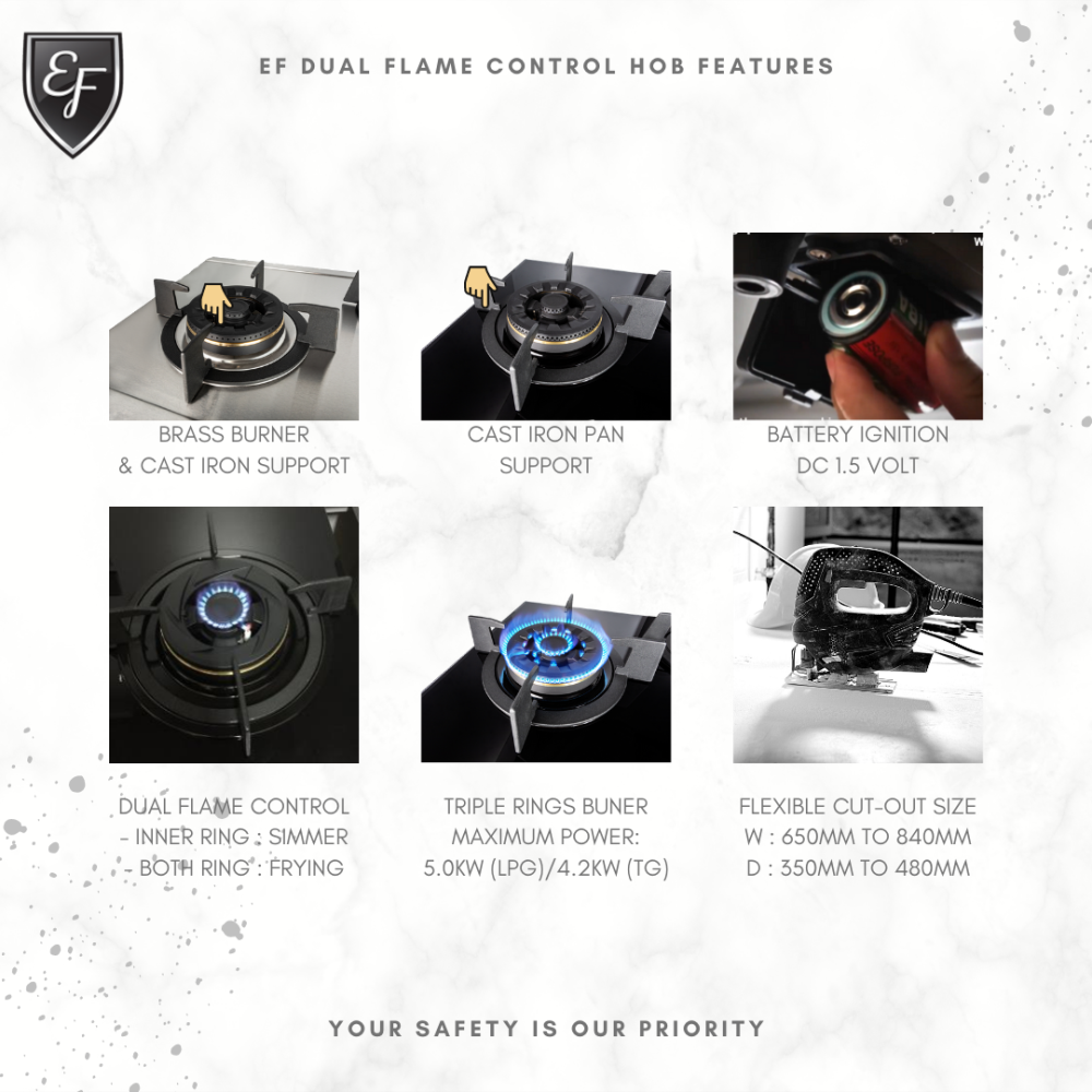 EF 78cm Gas Hob EFH 7626 WT VGB