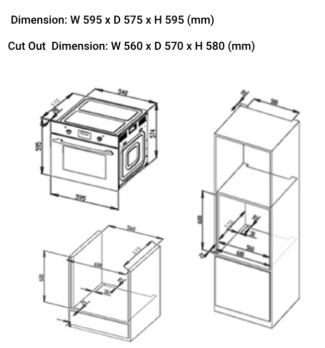 Valenti 65L Built-In Oven VO 6551G