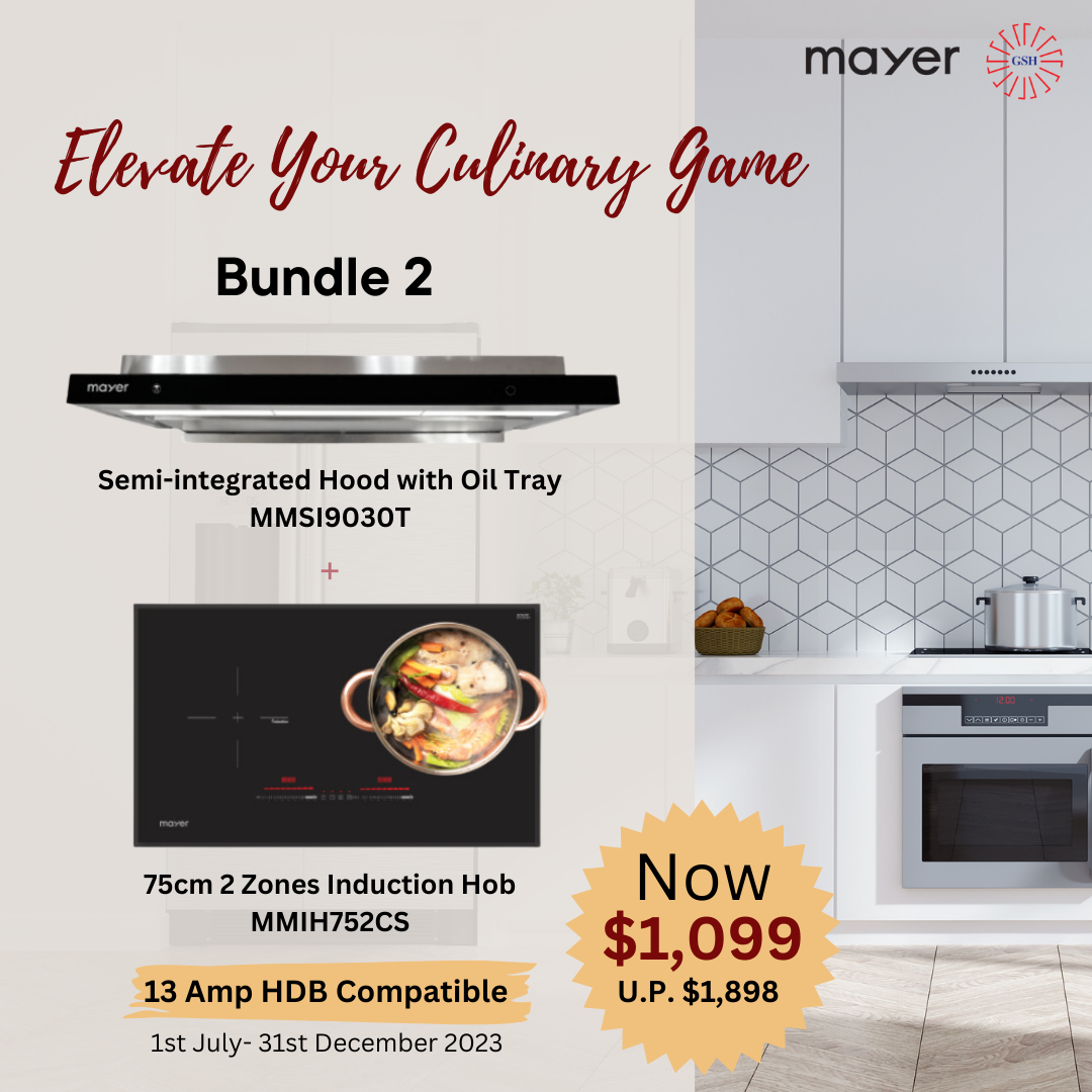 Mayer 75cm 2 Zone Induction Hob with Slider + 90cm Semi-integrated Hood with Oil Tray MMIH752CS + MMSI903OT