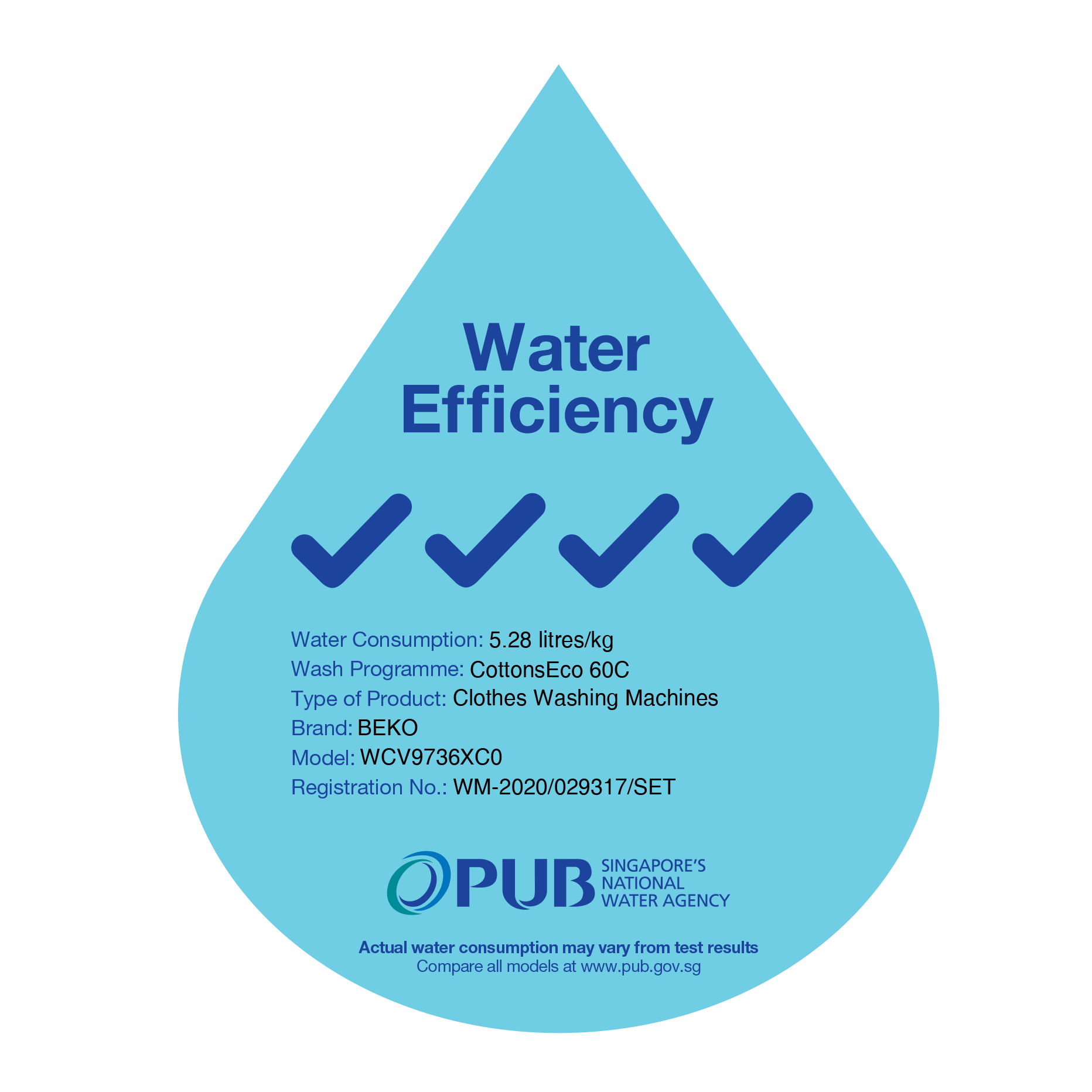 Beko 9Kg Front Load Washing Machine WCV9736XC0 