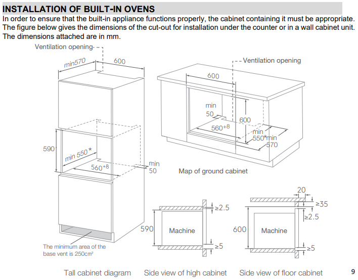 EF 73L Built-In Oven w/ Multifunction Combi Steam Oven BO GE 1770SA M