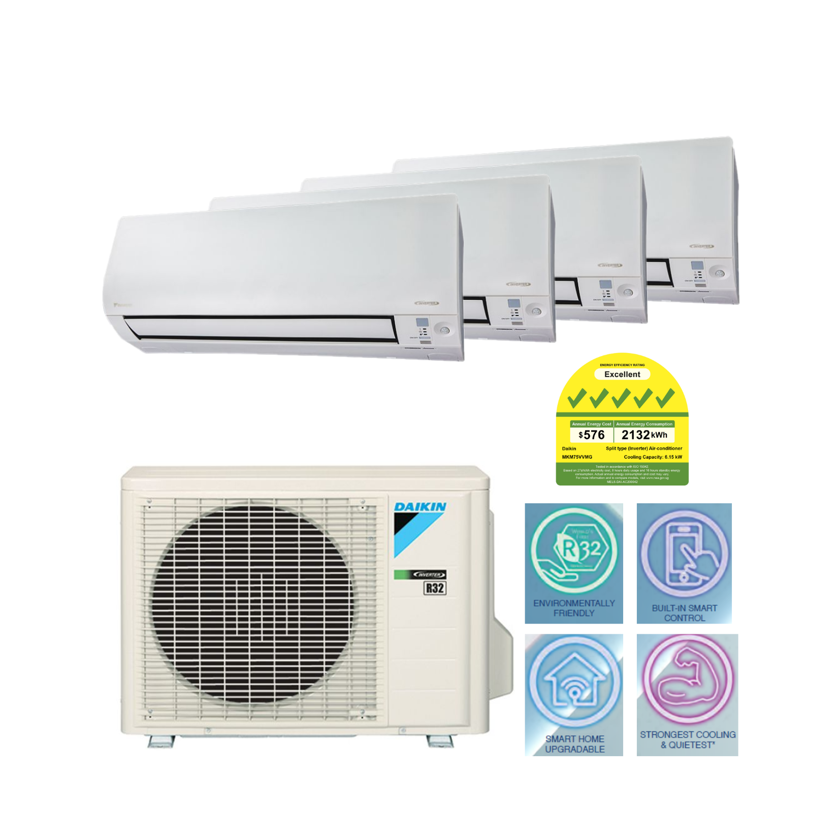 Daikin System 4 AIRCON MKM85VVMG/ 4 X CTKM25VVMG