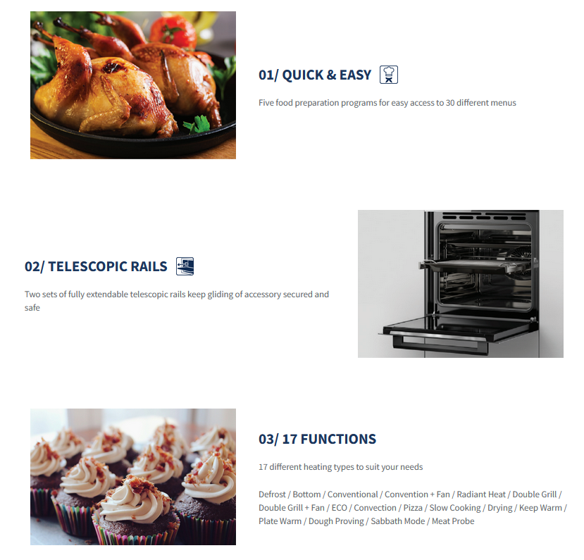 FUJIOH 72L Built-In Oven w/ Telescopic Rails FV-EL63