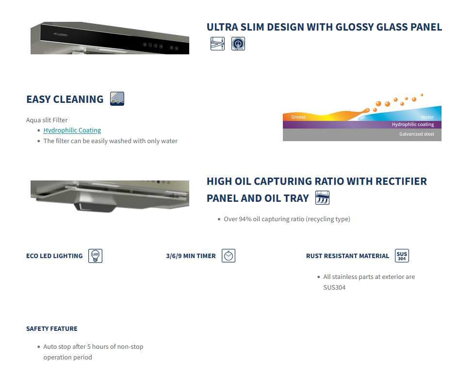 FUJIOH 90cm Chimney Cooker Hood FR-MT1990