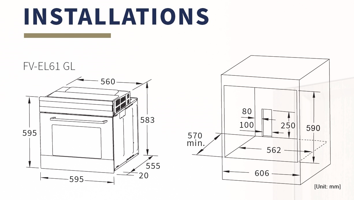 FUJIOH 70L Built-In Oven FV-EL61 