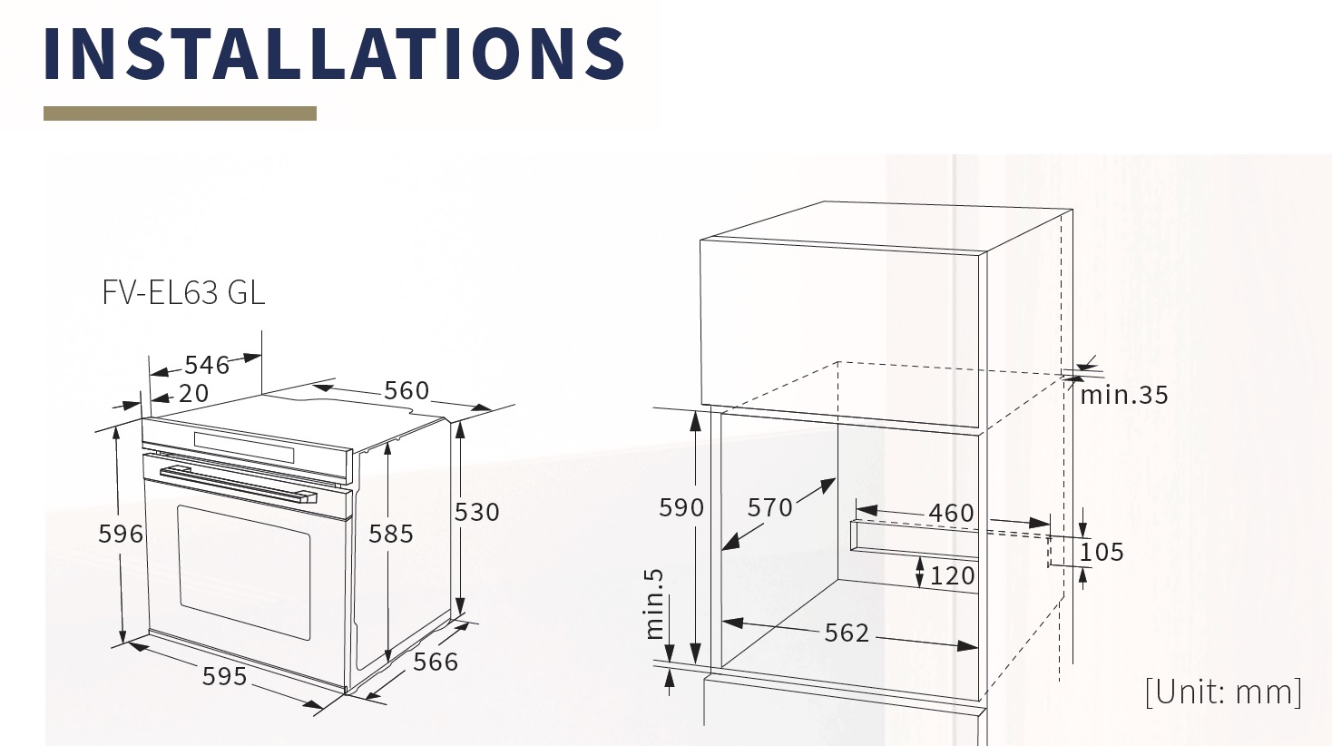 FUJIOH 72L Built-In Oven w/ Telescopic Rails FV-EL63
