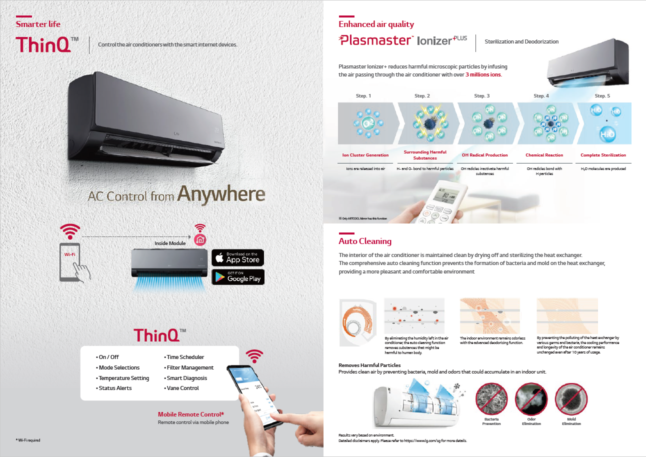 LG Art Cool 5 Ticks System 4 Air Conditioner AMNC09GDJR0 x 2