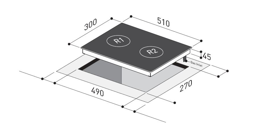 Mayer 30 cm Domino Gas Hob 2 Burner MMGH320H