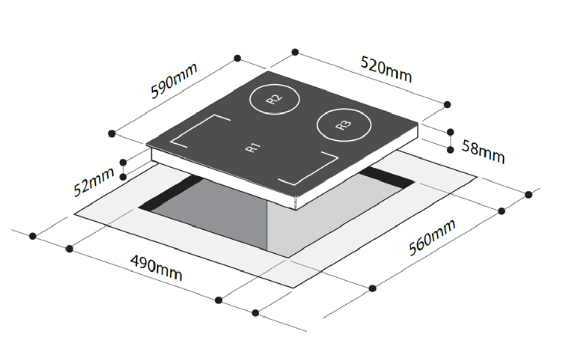 Mayer 60 cm Flexi 3 Zone Induction Hob MMIH603FZ