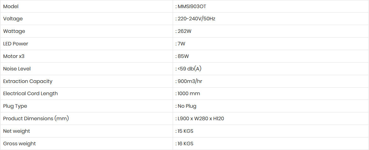 Mayer 90cm Semi-integrated Hood with Oil Tray MMSI903OT