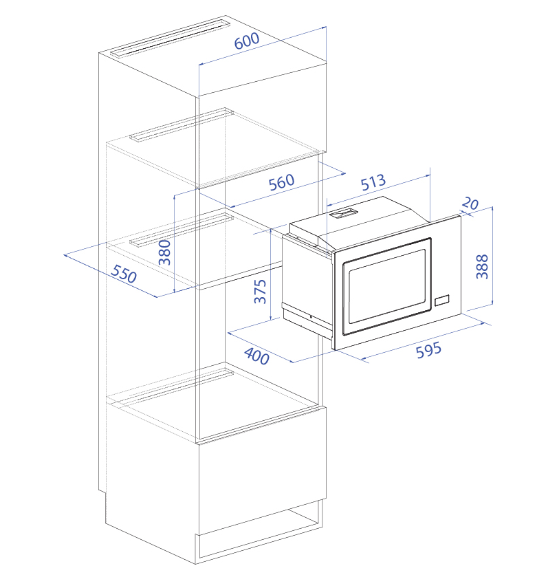 Mayer 38 cm Built-in Microwave Oven with Grill MMWG25B 